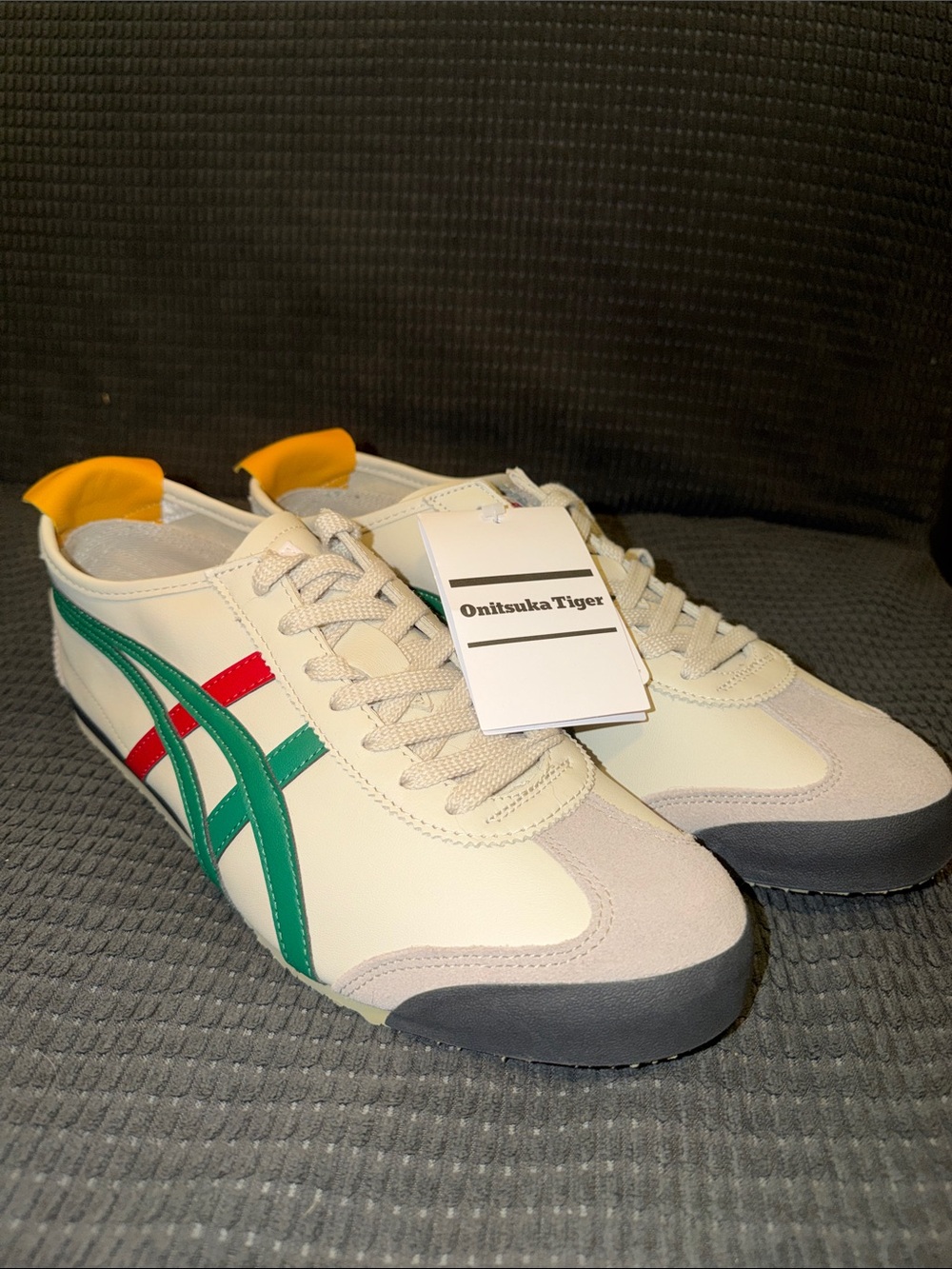 Onitsuka Tiger by Asics Men’s Cream Sneakers with Green, Red & Yellow Accents